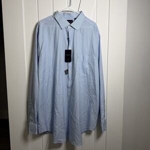 Rochester Dress Shirt Men's non-iron Blue and White Striped Size 19 38/39 NWT